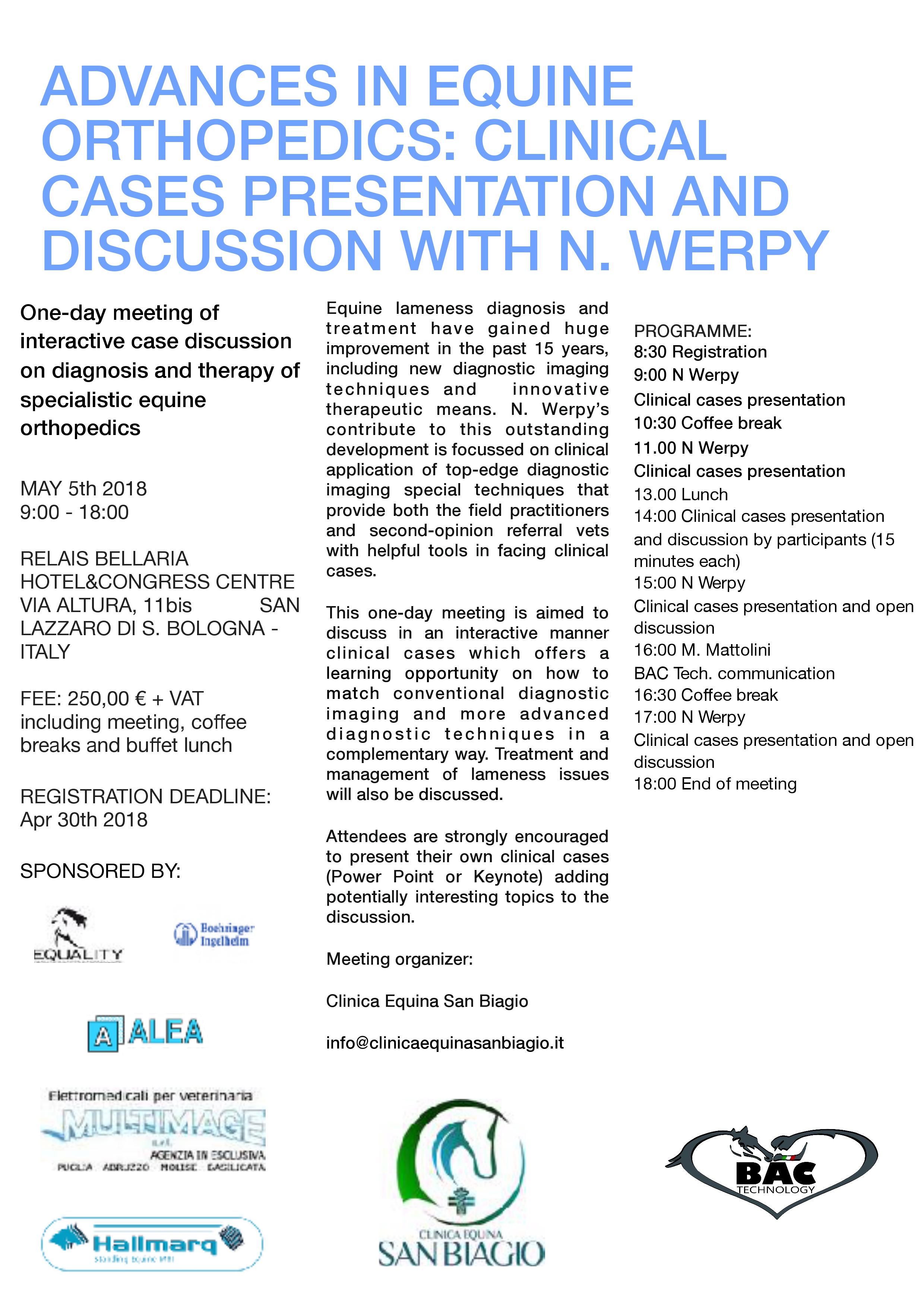 BAC partner del meeting "Progressi e casi clinici in ortopedia equina by N. Werpy"